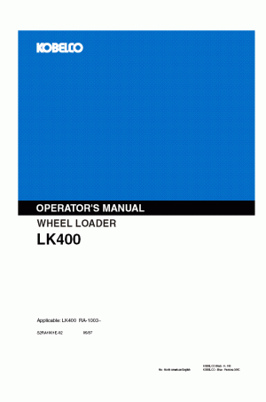 Kobelco LK400 Operator`s Manual