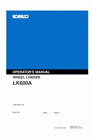 Kobelco 600 Operator`s Manual